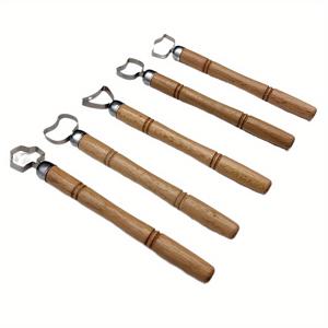 TEMU 5개 짜리 나무 손잡이 도자기 조각 도구 세트, 찻주전자, 컵, 꽃병 손잡이 제작, 세라믹 머그잔 만들기, 점토 커터 - 무료