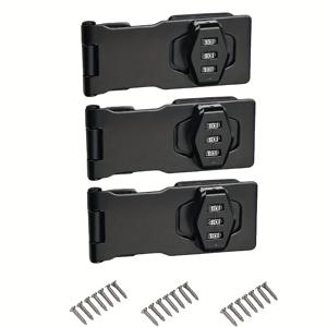 TEMU 3개 콤비네이션 자물쇠, 기계식 코드 자물쇠, 키리스 회전식 걸쇠 자물쇠, 철 재질, 조립 불필요, 무충전, 배터리 불필요 정원, 우편함, 욕실, 애완동물 문