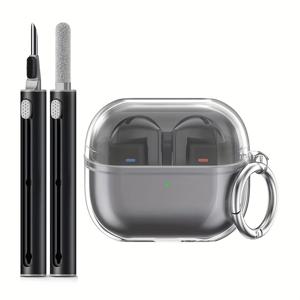 TEMU 삼성 갤럭시 버즈 3 프로 TPU 케이스, 투명 무선 이어버드 커버, 부드러운 분리 디자인, 높은 투명도, 남성 및 여성을 위한 청소 키트가 포함된 심플한 개인화 보호 셸