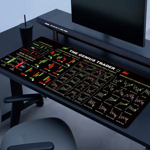 TEMU 1개 대형 블랙 마우스 패드 | 내구성 좋은 주식 거래 캔들스틱 & 차트 패턴 참고, 고화질 인쇄, 미끄럼 방지 고무 뒷면, 정밀 재봉 엣지, 가정, 사무실, 서재, 신학기, 기숙사 및 게이밍 액세서리에 적합