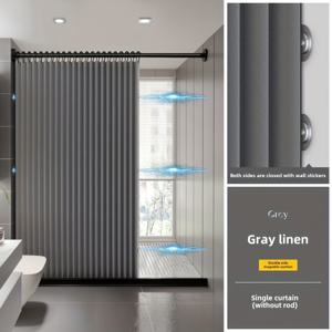 TEMU 그라니트 자석식 접이식 샤워 커튼 - 고품질 내구성 & 프라이버시 파티션, 도어 스타일 습식/건식 욕실 분리막, 쉬운 자석 패널, 화이트/블랙 디자인, 욕조 및 샤워 인클로저 호환|샤워커튼