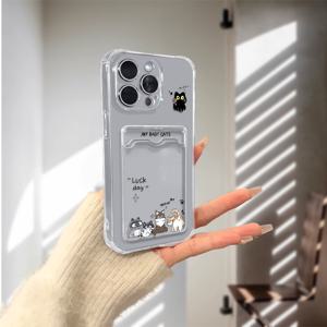 TEMU 카드 홀더, 충격 방지, 개인화, 소프트 쉘, 통기성, 아이폰 SE 2, 7, 8, 6 플러스, X, XS 맥스, XR, 13, 11, 12 미니, 14, 16, 15 프로 맥스에 적합한 투명 폰 케이스, 편리, 두꺼운, 내마모성, 안전, 커플 선물.