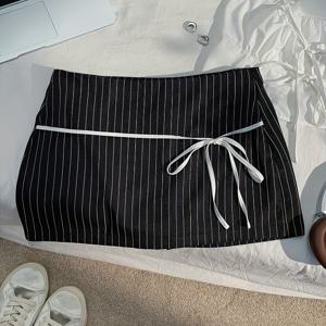 TEMU Y45-우아한 블랙 앤 화이트 미니 스커트 - 스프링/서머, 캐주얼 또는 포멀한 자리에서 완벽한, 캐주얼 스커트 | 우아한 스커트 | 폴리 에스터 스커트