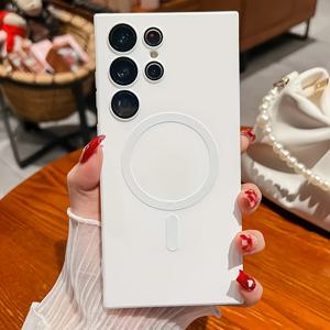 TEMU 폰 케이스: 갤럭시 S25 울트라 플러스 FE S24 S23 S22 S21용 럭셔리 매트 소프트 케이스, 매그세이프 마그네틱 커버