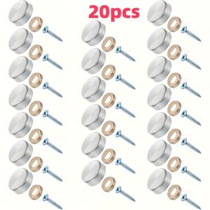 TEMU 20개 황동 장식 나사 캡, 16mm - 거울, 커피 테이블 및 유리 가구에 적합