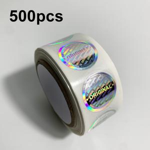 TEMU 500개/1000개 폴리에틸렌 테레프탈레이트 라운드 20x20mm 광택 자가 접착식 일회용 스티커 라벨, 레이저 원본 방지, 보안 인증, 영어 표기, 선물 상자 포장 밀봉용