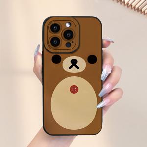 TEMU 귀여운 만화 곰 패턴이 있는 새로운 핫셀링 모바일 폰 케이스, 편안한 무광 터치감, 아이폰 16/15/14/13/12/11/X/XR/XS/8/7/SE 미니 플러스 프로 맥스 시리즈 전체 보호용