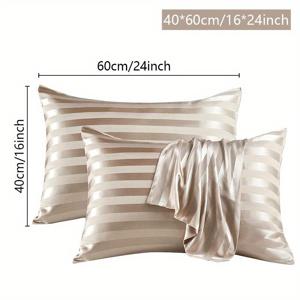 TEMU 2개 세트 베개커버, 새틴 패턴, 봉투형 클로저, 매우 부드럽고 편안한 헤어 및 라이트 베이지색 호텔 품질의 우아한 침구용 베개 보호 커버, 가정, 침실, 학교, 호텔 장식에 적합