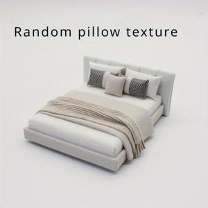 TEMU 미니어처 트윈 베드 모델, 1:20 스케일 인형의 집 가구, 모던 플라스틱 탁상 장식, 수집가, 매니아, 웨딩 장식, 사진 소품 및 장면 디스플레이에 적합 - 전기 불필요.