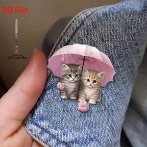 TEMU 1pc 매력적인 아크릴 고양이 브로치, 우산과 함께 - 귀여운 고양이 브로치, 어머니의 날 선물로 이상적, 친구와 가족을 위한 다재다능한 액세서리, 귀여운 액세서리