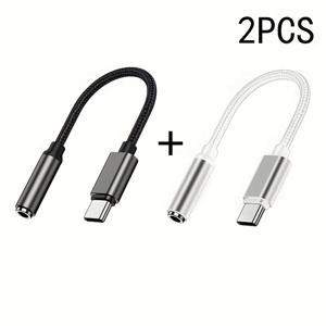 TEMU 2개 USB C에서 3.5mm 헤드폰 어댑터, 여성에서 남성으로 오디오 케이블 코드, USB Type-C에서 Aux 어댑터, iPhone 16/ Plus/15 Pro/15 Pro Max/MacBook/Pixel, Samsung Galaxy Type C 장치, 5-10W 출력 전력, 배터리 없음, USB 전원