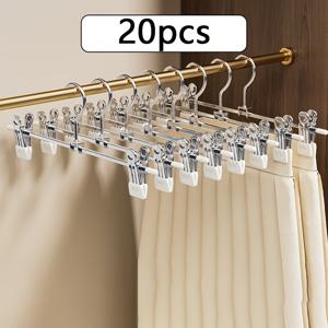 TEMU 20개 조절 가능한 바지·스커트·어린이 옷걸이 – 공간 절약형 미끄럼 방지 디자인, 내구성 플라스틱 코팅 및 클립 간격 조절 기능|행거|바지걸이