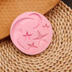 TEMU 달과 별 실리콘 몰드 - DIY 초콜릿, 케이크 , 공예용 - 핑크 초승달과 별 패턴, 실리콘, 퐁당, 비스킷, 수제 비누, 문케이크 몰드에 완벽