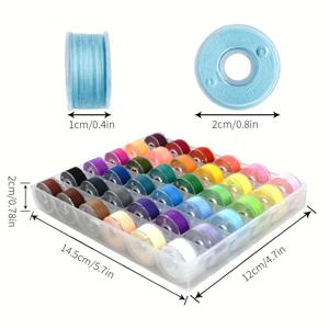 TEMU 36색 폴리에스터 실 보빈 세트, 자수용 재봉틀 액세서리 보관함 포함