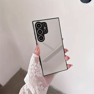 TEMU 삼성 갤럭시 A06 A16 A26 A36 A56 A15 A35 A55 A25 A14 4G A53 A54 A52S A34 S25 엣지 S24 울트라 S23 울트라 S22 울트라 5G용 미러 메이크업 풀 렌즈 카메라 보호 폰 케이스, 도금 소프트 TPU 에지 커버|S22케이스