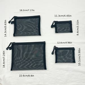 TEMU 4개 패션 나일론 수납 세트 - 통기성 메쉬, 여행용 메이크업 가방, 문구 및 액세서리 지퍼 보관 가방, 휴대용 지퍼 파우치 - 다기능 수납|파우치