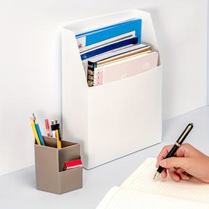 TEMU 후크가 있는 벽걸이 파일 정리함 1개 - 사무실, 집, 교실용 접이식 공간 절약 플라스틱 보관 상자 - 화이트