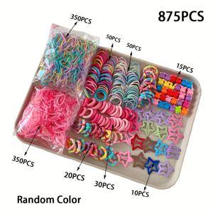 TEMU 875pcs 귀여운 별과 나비 헤어 액세서리 세트 - 컬러풀한 플라스틱 헤드밴드, 클립 및 커브로 일상적인 사용 및 드레스 장식, 일상적인 헤어 액세서리 | 재미있는 액세서리 세트 | 플라스틱 헤어 액세서리, 헤어 장식