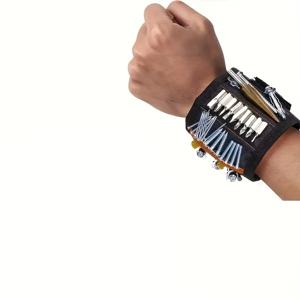 TEMU 자석 손목 밴드 - 강력한 자석 공구 홀더, 나사, 못, 드릴 비트에 적합 - 빨간색 원단, 조립 불필요 - 매니아 및 공예가에게 이상적인 선택.