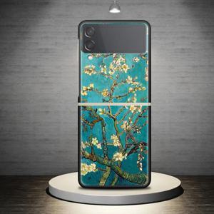 TEMU 삼성 갤럭시 Z 플립4, Z 플립3, Z 플립6, Z 플립 5G, 및 Z 플립5을 위한 보호 케이스, 반 고흐 꽃 디자인을 특징으로 합니다.