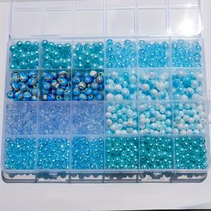 TEMU 아크릴 비즈 조합 세트 - 950개, 6mm-8mm, 8가지 스타일, 3가지 색상 - DIY 선물 보석 만들기 키트, 커플 팔찌 액세서리