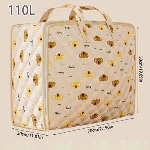 TEMU 1팩 접이식 옷 정리 수납백, 견고한 손잡이 포함, 코알라 프린트 부직포 소재, 옷장용, 기숙사, 침구류, 베개 및 이불 보관 - 다목적 공간 절약 솔루션, 기숙사 필수품 | 재미있는 디자인 | 퀼팅 질감, 의류 보관, 침대 밑 수납