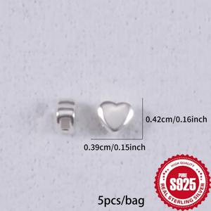 TEMU 하트 모양 스페이서 비즈 5개입/봉지 스털링 실버 DIY 액세서리 만들기 키트 - 팔찌, 발찌, 목걸이용 ( 스탬프 없음, 바로 사용 가능)