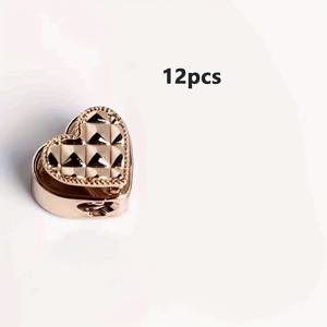 TEMU 혼합 색상 금속 하트 모양 스프링 클라스프 12개 세트 - 후드티, 스웨트팬츠, 모자용 조절 가능한 탄성 끈 고정 장치 - 내구성 있는 재봉 및 뜨개질 소품, 재봉용 스냅