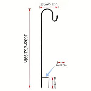TEMU 헤비듀티 철제 셰퍼드 훅 잔디 폴 - 싱글/더블 훅 포함, 높이 조절 가능 (32인치/48인치/63인치) 야외 정원 스테이크, 쉬운 조립, 넓은 베이스 지면 , 정원 장식용 - 마당에 적합한 이상적인 선물