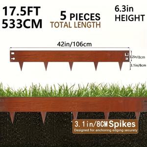 TEMU 내구성 강한 날씨에 강한 스틸 정원 키트 5개 세트 - 야외 잔디 가장자리 시스템, 내구성 있는 지면 경계로 구성, 차도, 화단, 잔디용 - 쉬운 설치 (흙, 자갈, 멀치와 호환 가능)