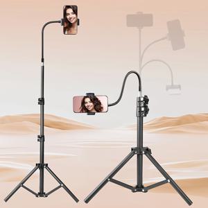 TEMU 63인치 금속 삼각대, 유연한 구스넥, 높이 조절 가능, 휴대폰 및 카메라용 휴대용 삼각대, 셀카, 녹화, 침실, 사무실, 호텔, 파티, 여행에 적합, 크리스마스 선물로 완벽