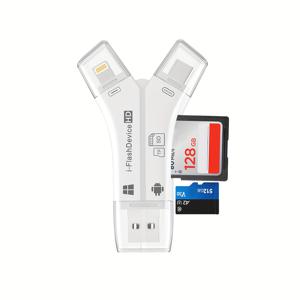 TEMU 아이폰/아이패드//맥/카메라 SD 카드 리더기, 메모리 카드 리더기 트래킹 캠 뷰어, SD 및 TF 카드용 어댑터가 포함된 휴대용 스토리지 카드 리더기, 4 in 1 멀티 기능 카드 리더기