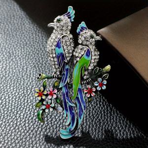 TEMU 아름다운 파란색과 금빛 새 모양의 브로치 - 코트 핀, 보석, 파티 코르사지, 파티 액세서리에 완벽함 | 생동감 있는 새 디자인 | 세부적인 깃털 공예, 새 장식