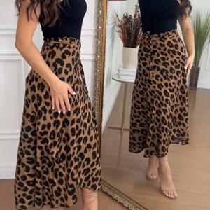 TEMU 캐주얼 바캉스룩을 위한 프린트 크로스 스트랩 랩 스커트