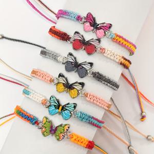 TEMU 6pcs 우아한 나비 달린 매력적인 팔찌 세트 - 여름, 일상 및 선물 기회에 적합한 아름다운 나비 펜던트가 있는 짠 로프 핸드밴드, 일상 팔찌| 생동감 있는 액세서리| 짠 로프 팔찌