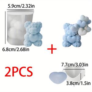 TEMU 2개 세트 핸드헬드 실리콘 캔들 몰드, 3D 엠보싱 하트 & 장미 무늬 사랑 디자인 동물 러브 소이왁스 캔들 만들기 키트 - 아로마테라피 왁스 도구, 석고 및 레진용, 세라믹 공예 장식 파티 선물 결혼식 기념품 DIY 수공예 애호가 선물