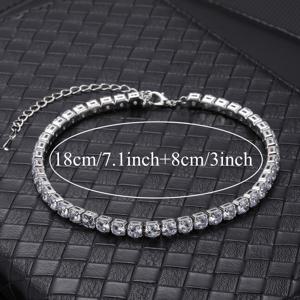 TEMU 고품질 5mm 남성용 조절 가능한 구리 테니스 팔찌 | 스타일리시 | 박스 포장 | 레트로 컬렉터 아이템 | 생일/발렌타인데이 선물 | 행운의 팔찌 | 트렌디 주얼리 | 남성 생일 선물 | 실버 | 골드 |