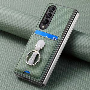 TEMU 삼성 Z Fold 7, Fold 5/6, Galaxy Fold 3와 호환되는 섬유 텍스처 링 카드 홀더를 위한 보호 케이스, 풀 랩 디자인 및 통합 기능을 갖춘 제품입니다.