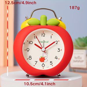 TEMU 사과 모양 침실 알람 시계: 사무실, 책상, 거실 또는 기숙사에 스타일리시한 추가. 조용한 작동으로 방해 없는 휴식이나 독서를 보장합니다. 개학 시즌을 위한 완벽한 선물. AA 배터리로 구동