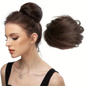 TEMU 1개 리얼 헤어 가발 - 자연스러운 반머리 번 스타일, 풍성한 볼륨, 여성용 우아한 업스타일, 스타일링 용이, 접착제 불필요, 결혼식, 파티, 일상 및 공식 행사용 - 모든 밝은 톤 피부를 위한 볼륨 헤어피스 - 여성에게 이상적인 선물