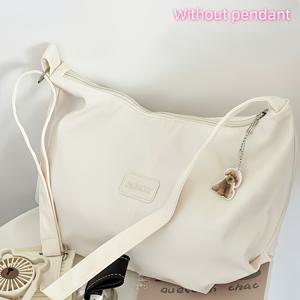 TEMU 여성용 스타일리시한 일본풍 대용량 크로스바디 백, 조절 가능한 스트랩 & 지퍼 클로저 - 내구성 있는 폴리에스터, 디자인, 출퇴근 및 캐주얼 외출용 - 4가지 색상 선택 가능 (원하는 색상 선택), 대학생 액세서리, 매끄러운 질감 마감|크로스백|미니크로스백|여행용크로스백