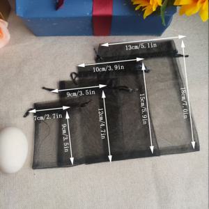 TEMU 작은 액세서리, 건조 꽃, 화장품 샘플 포장용 통기성 메쉬 포장용 블랙 오르가나 선물 가방, 4가지 크기, 50개 팩.