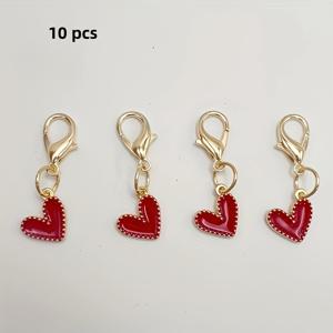 TEMU 10개의 심장 모양 신발 액세서리, 빨간 양모와 금속 장식이 특징입니다 - 신발 클립으로 사용할 수 있는 분리형 DIY 신발 클립, 운동화 및 부츠에 적합합니다 - 데이와 추수 감사절 선물에 적합합니다, 커스텀 스니커 에메블리 | 재미있는 장식 장식 | 고품질 공예 기술, 신발 액세서리