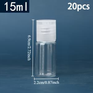 TEMU 20개 투명 플라스틱 분량 조절 병 - 5ml/0.17oz, 10ml/0.34oz, 15ml/0.51oz 스퀴즈 디스펜서 병 (플립탑 캡 포함), 화장품··에센셜 오일용 여행용 액체 용기, 컴팩트 포장, 가벼운 디자인, DIY 코스메틱 보관