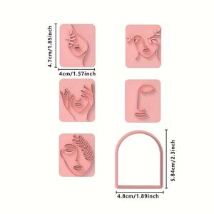 TEMU 6개/세트 추상 얼굴과 꽃 디자인 폴리머 클레이 스탬프 세트, 폴리머 클레이 스탬프 도구 키트, DIY 보석 귀걸이 펜던트 만들기 용품, 클레이 아트 창작용, 배터리 없음