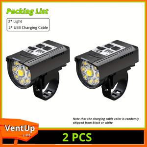 TEMU 1/2개 초고휘도 9 LED 자전거 헤드라이트, USB 충전식 자전거 조명, 스마트 센서 조광 및 배터리 디스플레이, 강력한 다기능 자전거 헤드라이트, 야간 라이딩 및 사이클링 애호가용