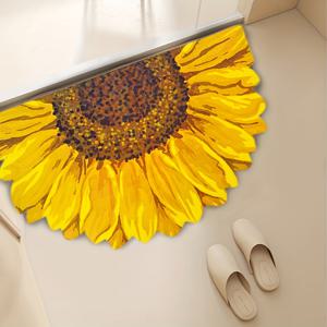 TEMU 선인장 모양의 미끄럼 방지 바닥 매트 - 빠른 건조, 부드럽고 장식적인 문 매트, 밝은 노란 꽃잎과 어둡은 갈색 씨앗 세부 사항, 야외, 캠핑, 거실, 주방, 욕실, 침실, 발코니 장식에 이상적, 또한 생각 깊은 선물