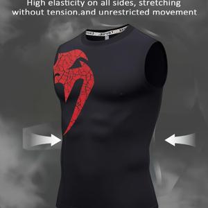 TEMU 남성용 프린트 퀵 드라이 슬리브리스 터틀넥 티셔츠 - 여름 고탄성 피팅 운동 및 농구 트레이닝 탑, 요가, 러닝 및 해변 활동에 적합 - 기계 세척 가능한 스포츠 셔츠, 남성 및 청소년에게 이상적, 요가 운동 의상, 부드럽고 편안한 디자인, 부드러운 신축성 있는 소재.