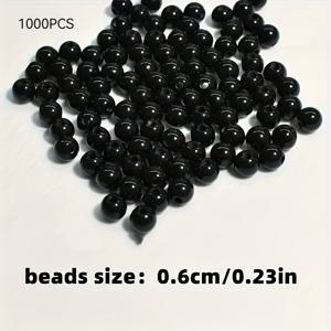 TEMU 1000개 블랙 아크릴 비즈, 6/8mm 라운드 장식용 비즈, DIY 액세서리 제작 및 목걸이·팔찌 만들기, 카니발 & 발렌타인데이 캐주얼 테마 세트