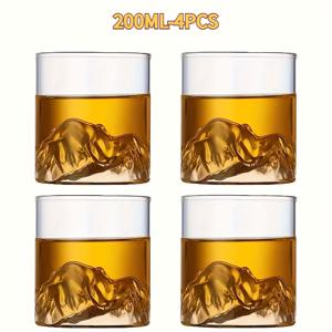 TEMU 4개 세트 - 6.76oz/10.14oz 패셔너블하고 창의적인 일본식 숨겨진 산 컵 - 고강도 보로실리케이트 유리 재질/재사용 가능 - 차, 커피 및 와인에 적합 - 로맨틱한 선물 아이디어/패션 산 디자인 - 완벽한 커피 테이블 장식|티테이블